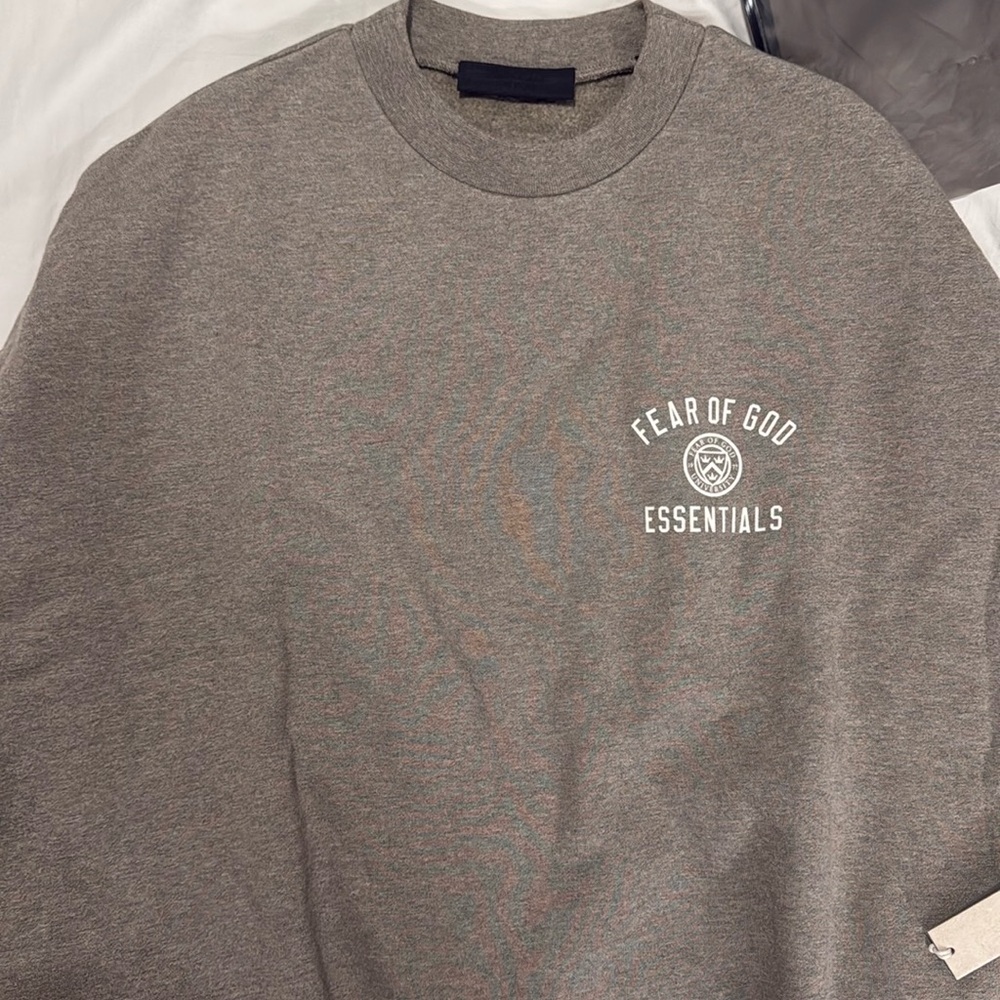 Fear of God Essentials Heather Grey University Fleece Crew Neck Sweatshirt
